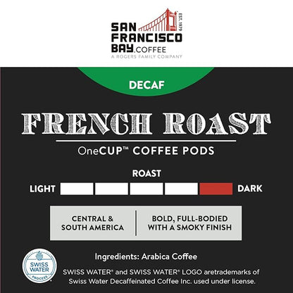 San Francisco Bay Compostable Coffee Pods - DECAF French Roast (120 Ct) K Cup Compatible including Keurig 2.0, Dark Roast, Swiss Water Processed