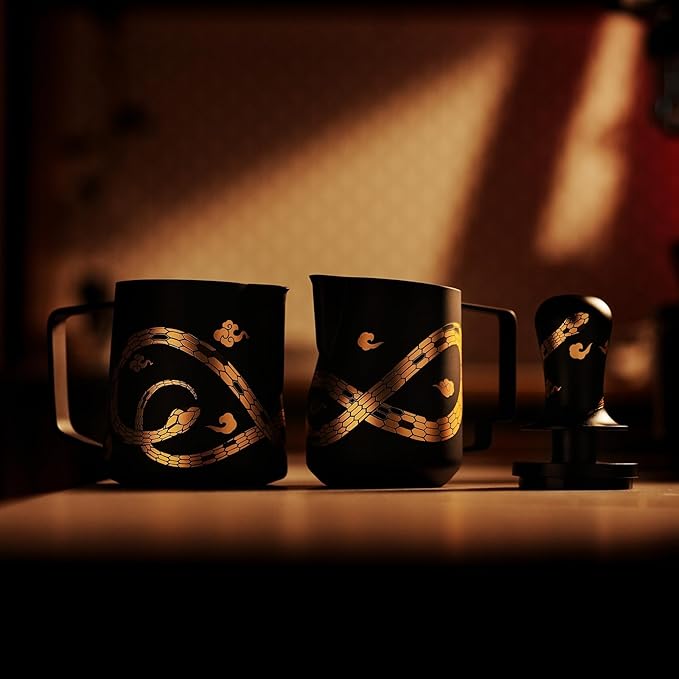 MHW-3BOMBER Espresso Steaming Pitcher Milk Frothing Pitcher Stainless Steel Milk Coffee Cappuccino Latte Art Barista Cup (5.0 Black(printing), 20 Ounces) P5161S-OS