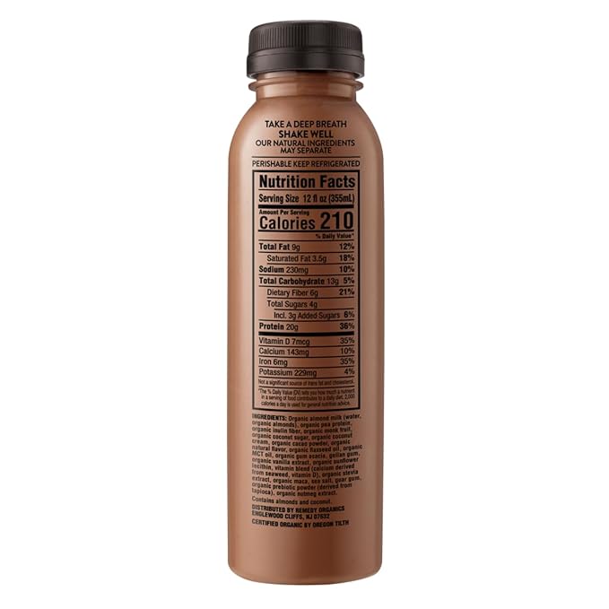 Remedy Organics Duo Decadence Power 12-Pack | Plant Based MCT Oil Protein Shakes, Ready to Drink | USDA Organic, Vegan, Gluten Free, Dairy Free, Soy Free | 6 Chocolate Fudge Bottles & 6 Cold Brew Latte Bottles