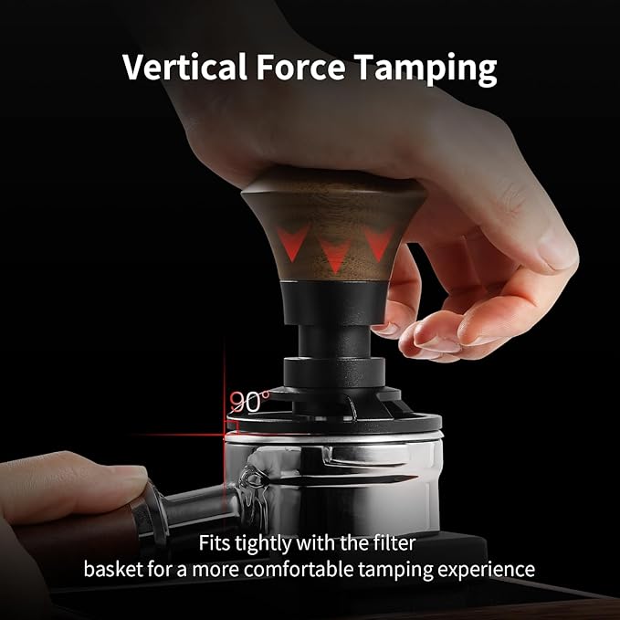 MHW-3BOMBER 58.35mm Espresso Tamper - 30lbs Coffee Tamper with Sound Feedback for Barista, Walnut Tamper Tool Espresso Hand Tamper with 3 Spring Loaded Fits 58mm Portafilter, Flat Base, T5163F-OS