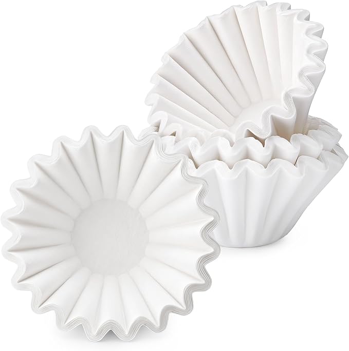 Segarty 1-2 Cup Basket Paper Coffee Filters Disposable, 100pcs 6.1in White Paper Filter Pour Over Maker Basket Dripper for Office Cafeteria, Coffee Bar & Pot Liners Accessory for Commercial Household