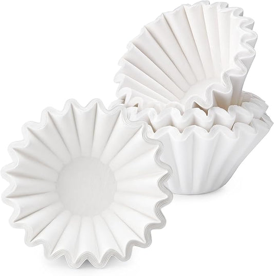 Segarty 1-2 Cup Basket Paper Coffee Filters Disposable, 100pcs 6.1in White Paper Filter Pour Over Maker Basket Dripper for Office Cafeteria, Coffee Bar & Pot Liners Accessory for Commercial Household