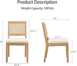 Load image into Gallery viewer, French Country Dining Chairs Set of 6, Beige Modern Kitchen &amp; Dining Room Chairs, Rattan Dining Chair with Linen Upholstered Cushion, Low Cane Back, Wood Legs, Sillas de Comedor (Beige, 6 Pcs)