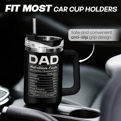 SANDJEST Dad Gift from Daughter, 40oz Stainless Steel Insulated Coffee Tumbler With Lid & Straw, Travel Cup Gift for Dad, Christmas Birthday Father's Day