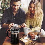 Load image into Gallery viewer, QUQIYSO French Press Coffee Maker 34oz 304 Stainless Steel French Press with 4 Filter, Heat Resistant Durable, Easy to Clean, Borosilicate Glass Coffee Press, 100% BPA Free Glass Teapot, Silver