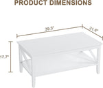Load image into Gallery viewer, ChooChoo White Coffee Table Classic X Design for Living Room, Rectangular Modern Cocktail Table with Storage Shelf, 39 Inch