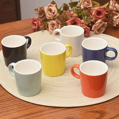 homEdge Mini Porcelain Espresso Cup, 4 Ounces / 120 ml Tiny Ceramic Coffee Mugs Demitasse for Espresso, Tea- Set of 6, White