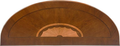 Solid Wood Semi-Circle Console Table with Drawer and Shelf, 45.3" Traditional Vintage Entryway Table Polished Edging Half-Moon Narrow Table for Living Room Hallway, Beewax