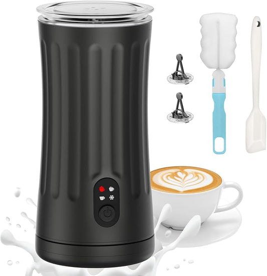 Electric Milk Frother, 4-in-1 Milk Steamer and Frother, 8.1oz/240ml Automatic Warm and Cold Foam Maker, Milk Warmer and Coffee Frother for Latte, Cappuccino, Macchiato(Black)
