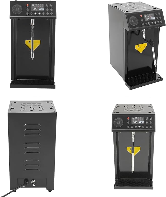 Commercial Steam Milk Frother, 2.11 Gallon Capacity, 5-Temperature Settings, 20-Min Continuous Steam, LED Display, 110V 1300W Espresso Milk Frother for Coffee, Milk Tea (Black)