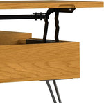 Load image into Gallery viewer, SIMPLIHOME Hunter Lift Top Coffee Table - 32 inch Wide Oak Veneer and Metal Industrial Square Lift Top Cocktail Table in Oak, Living Room Table with Dual Lift Tops, Hidden Storage and Hairpin Legs