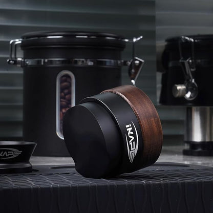 IKAPE 58MM Coffee Distributor, New Wooden Handle Design, Gravity Adaptive Espresso Distributor Fits All 58.35MM Espresso Portafilter, Compatible with 58.35MM Rancilio Bottomless Portafilter