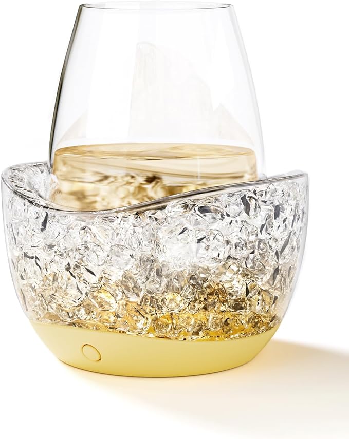 Wine Chiller for Glass Stemless Wine Glass Chiller Keeps Your Glasses of Vino Cold 10 Color Light Modes Separable Wine Essentials Accessories (ORANGE)