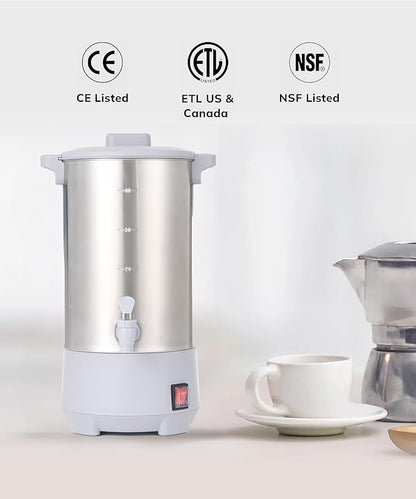 SYBO Commercial Grade Stainless Steel Percolate Coffee Maker Hot Water Urn for Catering, 30-Cup, 3.5L, Grey