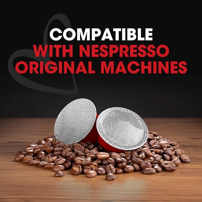 Italian Coffee pods compatible with Nespresso Original machines, Espresso capsules (100 Passione regular pods, 100 Count (Pack of 1)), red