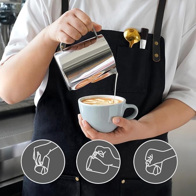 watchget Milk Frothing Pitcher 20oz/600ml Stainless Steel Espresso Steaming Pitcher for Espresso Machines Coffee Frothing Cup Cappuccino Latte Art Milk Jug Cup