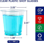 JOLLY CHEF 500 Pack 2 oz Plastic Shot Glasses, Clear Disposable Cups, Plastic Shot Cups Disposable for Jelly Shots, Wine Tasting, Food Samples,Thanksgiving Party, Wedding, Christmas
