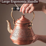 Load image into Gallery viewer, Vintage 100% Solid Pure Copper Turkish TeaPot Tea Kettle Pot for Stovetop Stove Top Traditional Decorative Fancy Arabic Moroccan Party Serving Kitchen Antique Handmade Unique Style Gooseneck Gift