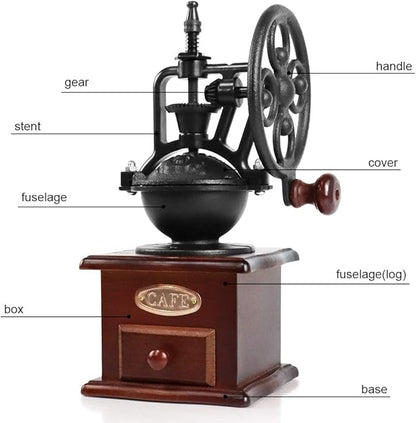 Manual Coffee Grinder,IMAVO Vintage Style 【Great Gift】 Wooden Coffee Grinder Roller Grain Mill Hand Crank Coffee Grinders - Classic