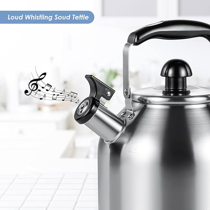 Tea Kettle for Stove Top,304 Stainless Steel Tea Kettles,4L/4.2QT Tea Kettles for Kitchen,Camping,Traveling,Portable,Fast to Boil