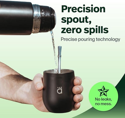 KALMATEH Modern & Elegant Double Walled Vacuum Insulated Stainless Steel Thermo Bottle 1000 ml, Precise Pouring & Heat Retention For Yerba Mate, Coffee, Tea, and Camping