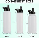 Load image into Gallery viewer, DOMICARE 32 oz Insulated Water Bottle Bulk, Vacuum Insulated Stainless Steel Sports Water Bottle with Straw Lid &amp; Spout Lid, Leakproof, Reusable - Travel, Camping, Bike, White (8 Pack)