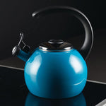 Load image into Gallery viewer, Circulon Enamel on Steel Whistling Teakettle/Teapot With Flip-Up Spout, 2 Quart - Turquoise Blue