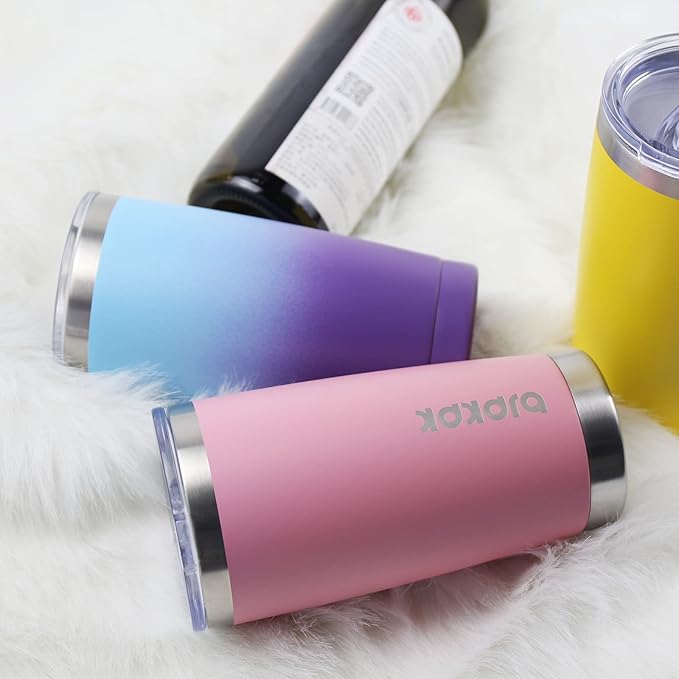 BJPKPK Insulated Tumbler With Lid And Straw 20 oz Stainless Steel Coffee Mug Thermal Cup,Purple