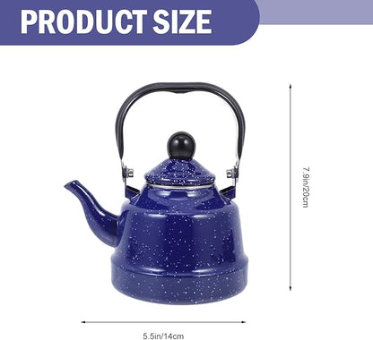 DOITOOL Enamel Tea Kettle Vintage Enamel Teapot 1.1 L Porcelain Tea Kettle Camping Coffee Kettle Stovetop Kettle Hot Water Boiler Pot for Hot Water, Tea Accessories