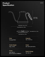 Load image into Gallery viewer, Cocinare FLOW M6 Pro Electric Gooseneck Kettle, ±0.5℉ Temperature Control for Pour-over Coffee &amp; Tea, Stainless Steel Interior, Quick Heating for Boiling Water (Soulages Black)