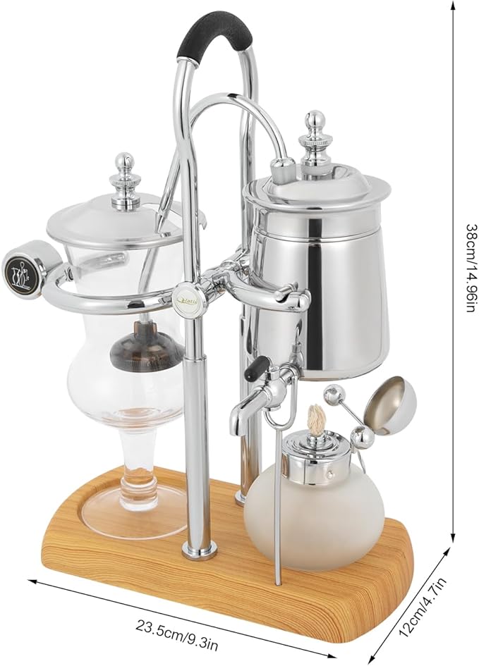 Family Balance Siphon Syphon Coffee Maker Siphon Brewer, Elegant Retro-Style Design Sliver (Sliver 1)