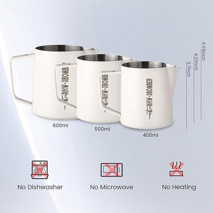 MHW-3BOMBER Espresso Steaming Pitcher Milk Frothing Pitcher Stainless Steel Milk Coffee Cappuccino Latte Art Barista Cup 20oz/600ml P5021W
