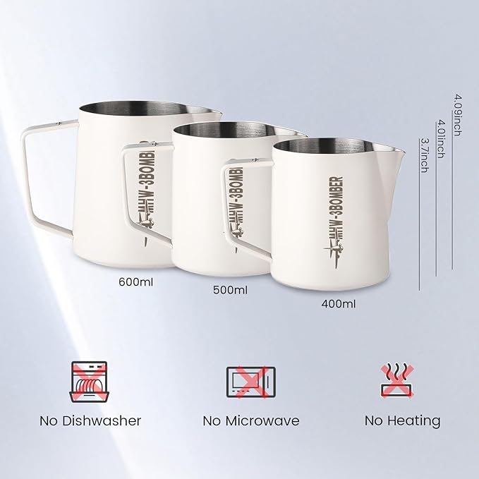 MHW-3BOMBER Milk Frothing Pitcher 16.9oz/500ml Latte Art Pitcher, Espresso Steaming Pitcher with Round Spout, Red P6741R