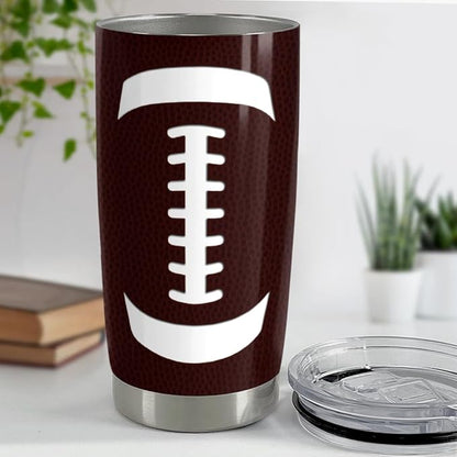 SANDJEST Football Tumbler Cup 20oz Stainless Steel Insulated Travel Mug Tumblers Cup Football Gifts for Coaches Women Men Gifts for Birthday Christmas