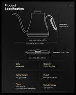 Load image into Gallery viewer, Cocinare FLOW B9 Gooseneck Electric Kettle, Precise Temperature Control for Pour-Over Coffee &amp; Tea Brewing, Stainless Steel Interior, Rapid Heating for Boiling Water, 1500W/0.9L Matte Black
