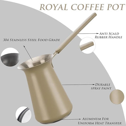 Turkish Coffee Pot - Coffee Maker, Briki Greek Turkish Pot, Arabic Tea Pot, Cezve/Ibrik Coffee Pot for Stovetop(400 ml,Serves 5)