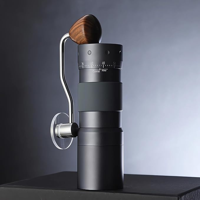 Manual Coffee Grinder Seven Star Mill Stainless Steel Mill, transparent lid Coffee Grinder with Outside Adjustable Grind Settings Portable with Magnetic Bean Compartment(Black)