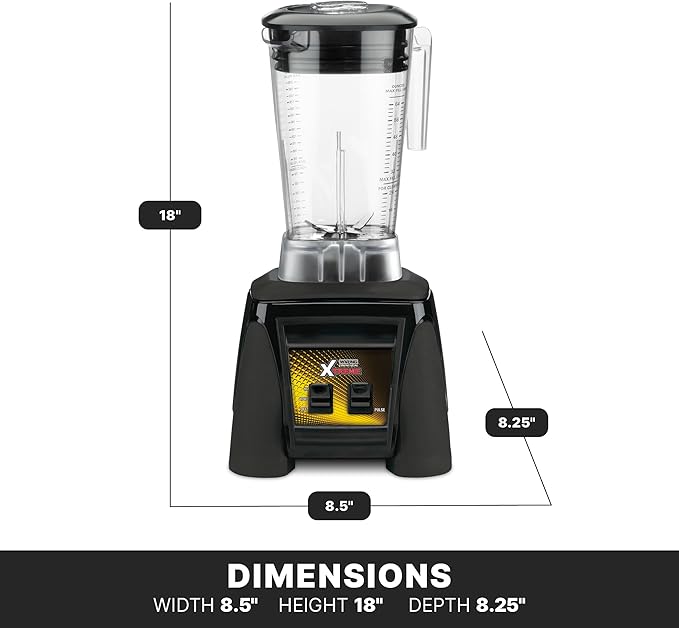 Waring Commercial MX1000XTX 3.5 HP Blender with Paddle Switches, Pulse Feature and a 64 oz. BPA Free Copolyester Container, 120V, 5-15 Phase Plug, Black