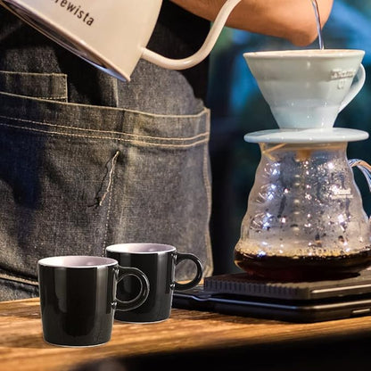 homEdge Mini Porcelain Espresso Cup, 4 Ounces / 120 ml Tiny Ceramic Coffee Mugs Demitasse for Espresso, Tea- Set of 6, Black