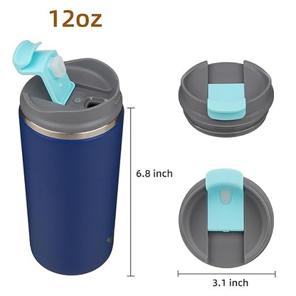 Tumbler with Lid, 12 oz Travel Coffee Mug Double Wall Vacuum Stainless Steel Thermal Metal Cup Insulated Water Bottle,Sapphire
