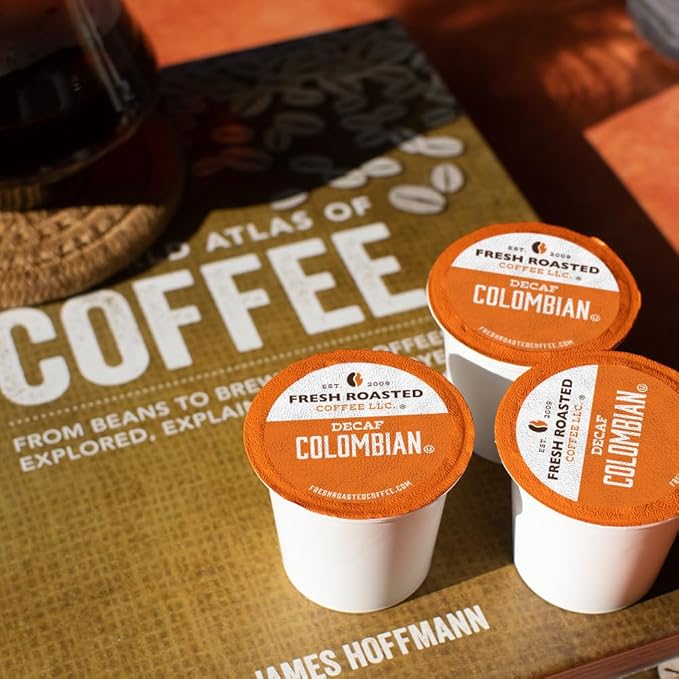 Fresh Roasted Coffee,100% Colombian Decaf, Kosher, EA Natural Decaf, K-Cup Compatible, 96 Pods