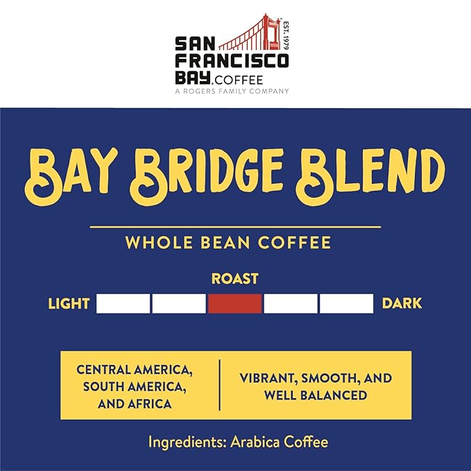 San Francisco Bay Whole Bean Coffee – Bay Bridge Blend (2lb Bag), Medium Roast