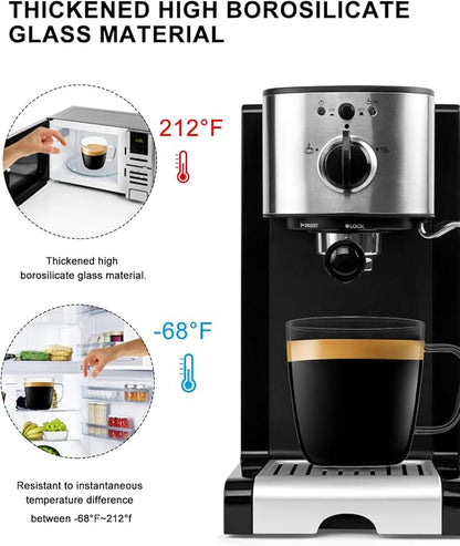 LUXU Premium Large Glass Coffee Mugs(Set of 2)-24 oz,Wide Mouth Hot or Cold Beverage Mugs,Modern Simplicity Glass Tea Coffee Cups-Big Capacity with Comfortable Handle for Home and Office-Clear