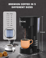 Load image into Gallery viewer, ZACME 4IN1 Single Serve Coffee Maker for K Cup &amp;Ground, Small Coffee Machine with Milk Frother &amp; Grinder, 5 Brew Size, 28oz Water Tank, Adjustable Drip Tray