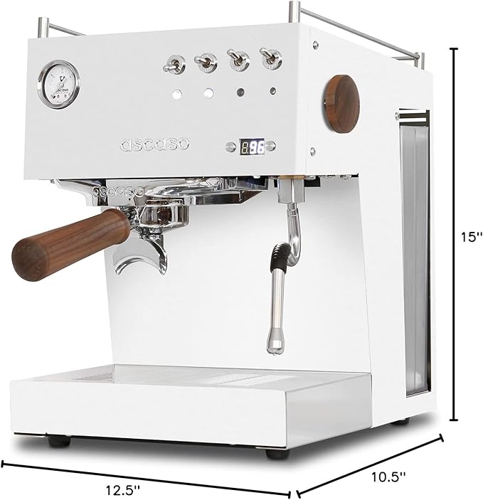 Ascaso Steel PID Programmable Espresso Machine w/Volumetric Controls, Single Thermoblock, 120V (SINGLE, WHITE)