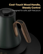 Load image into Gallery viewer, Cocinare FLOW B9 Gooseneck Electric Kettle, Precise Temperature Control for Pour-Over Coffee &amp; Tea Brewing, Stainless Steel Interior, Rapid Heating for Boiling Water 1500W/0.9L (Delacroix Green)