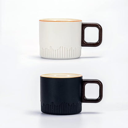 Espresso Cups Set of 2, 2 oz Ceramic Espresso Cups, Demitasse Cups for Tea or Coffee (Black&White)