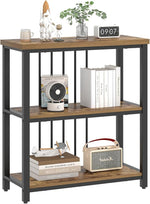 Load image into Gallery viewer, FOLUBAN 3 Tier Bookshelf, Industrial Wood and Metal Bookcase, Small Book Shelf for Home Office Bedroom Living Room, Rustic Brown