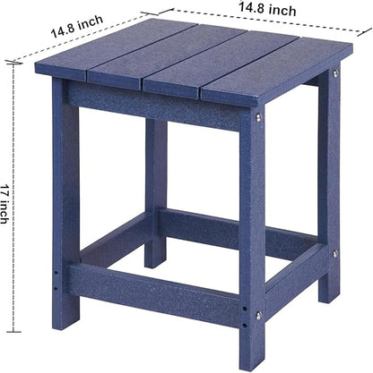 LZRS Adirondack Square Outdoor Side Table for Patio, Pool Composite Patio Table,HDPE End Tables for Backyard,Pool, Indoor Companion, Easy Maintenance & Weather Resistant(Navy Blue)