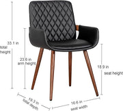 LUNLING Mid Century Modern Faux Leather Dining Chairs Set of 4,Black,Upholstered Seat,Metal Legs,Adjustable Foot for Kitchen Dining Room Desk Chairs